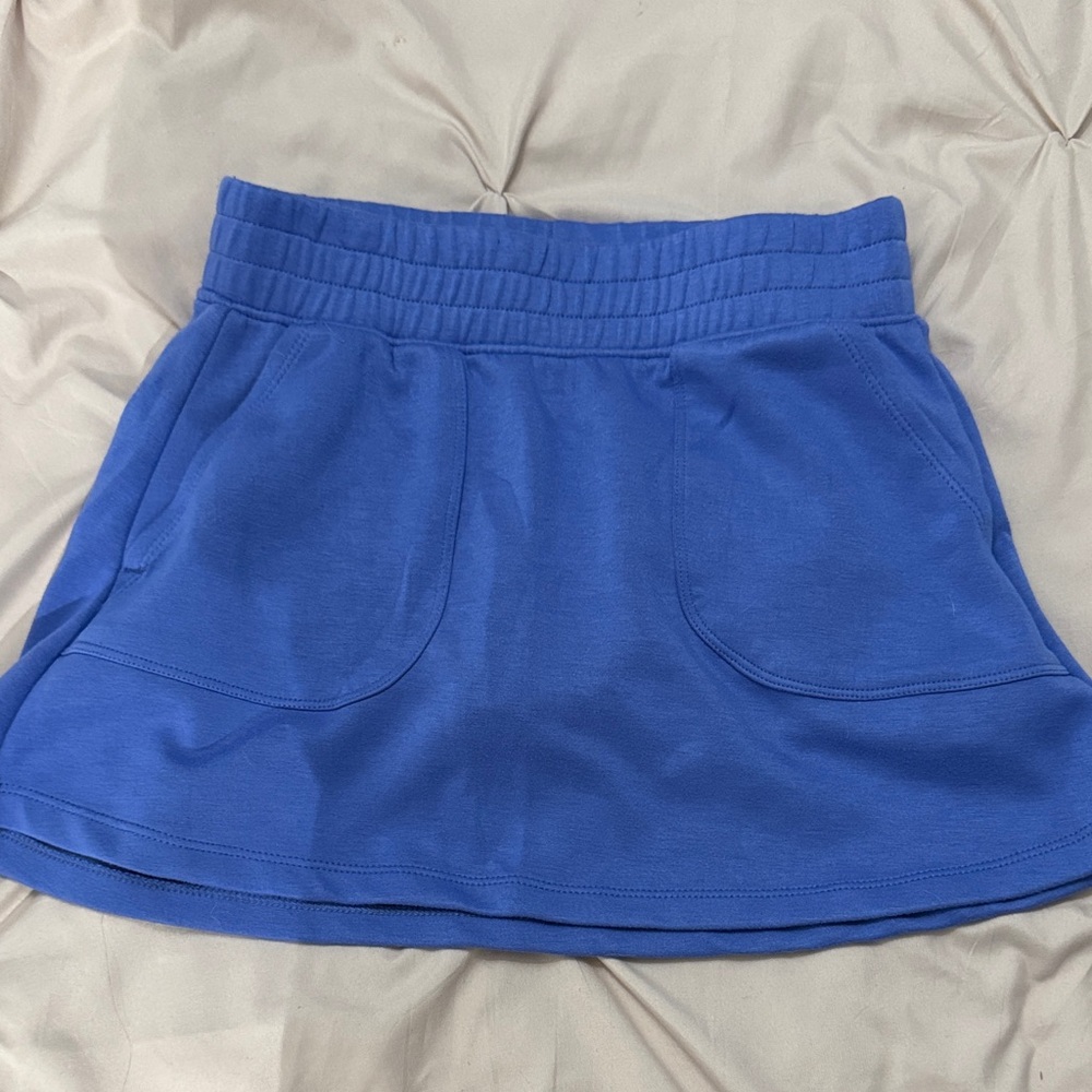 90 Degree Royal Blue Elastic-Waist Pocket sweat Skirt size XL 14 built in shorts